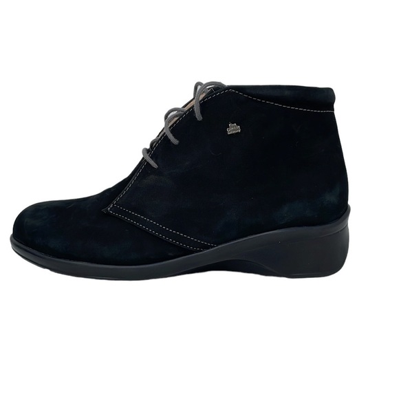 Finn Comfort Boots NWOT Ankle Booties Black Nubuck Leather Mostar US Women’s 7 - Picture 1 of 12